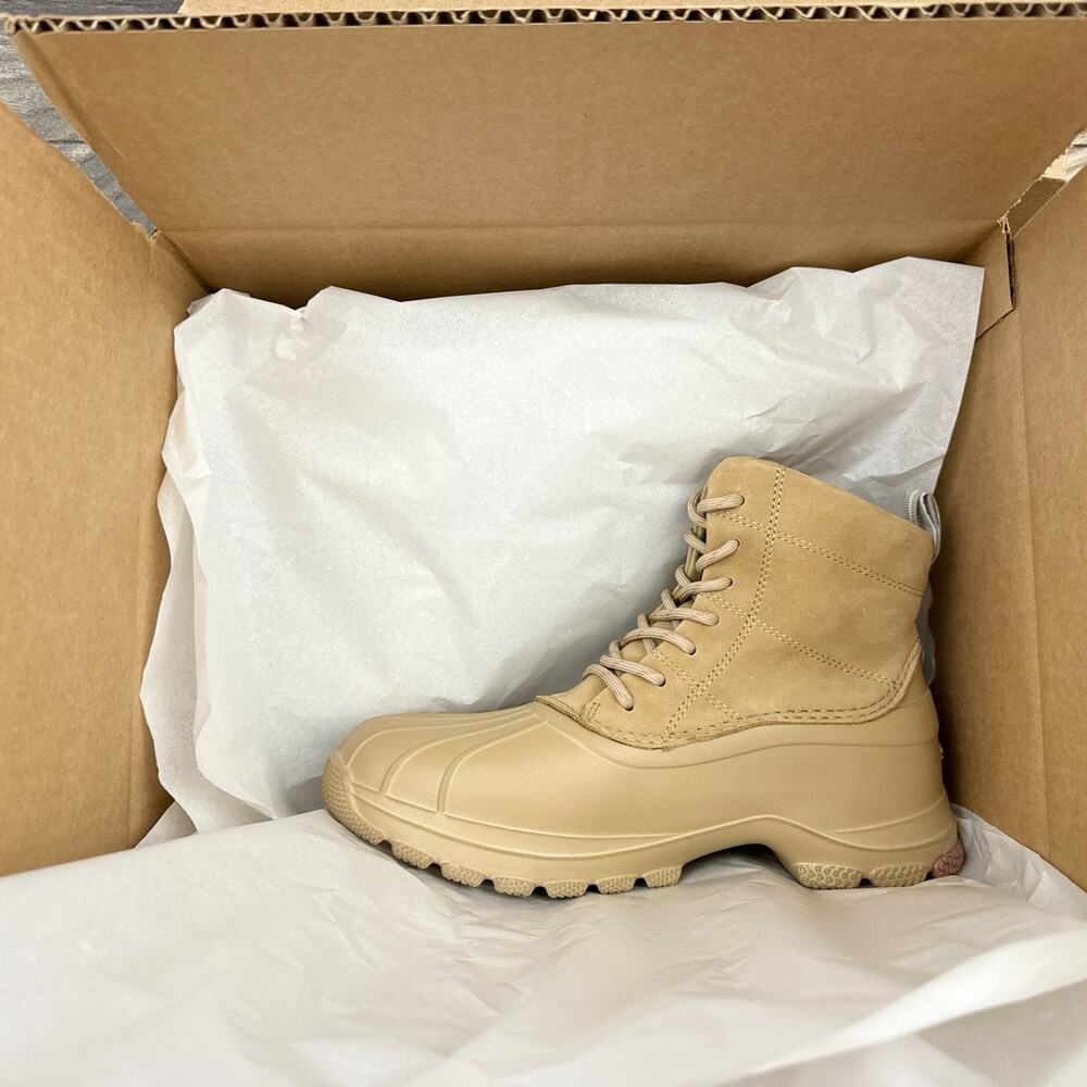 NWOB Sperry Duck Float Ankle Lace Rain Boots Tan 7 Waterproof - Picture 9 of 10